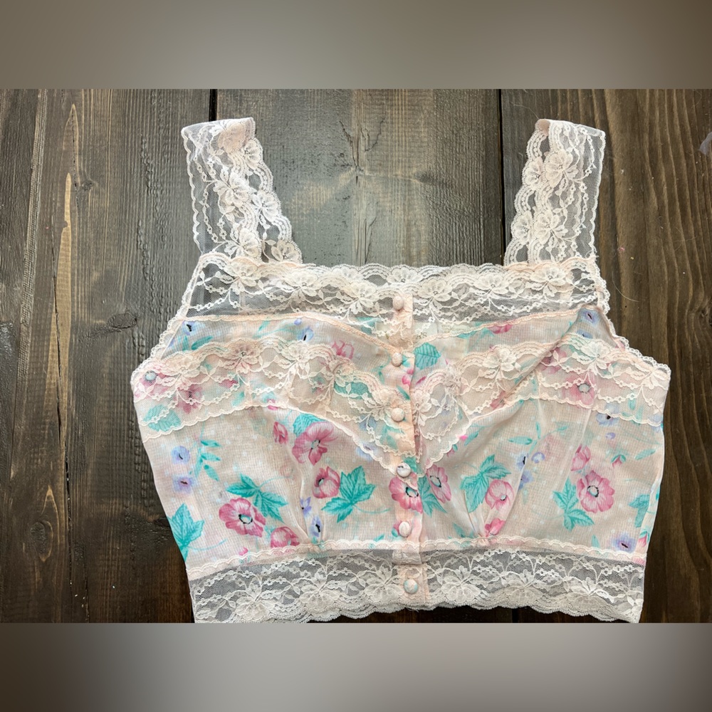 Vintage Victoria’s Secret Sheer Floral Crop Lingerie S